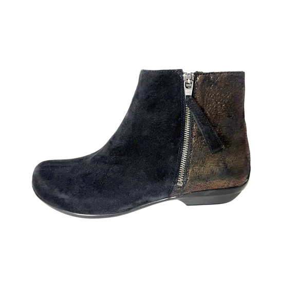 Dansko Otis Ankle Boots Booties Womens 8-8.5 US 39 EU Black Suede Metallic Boho - Picture 1 of 10
